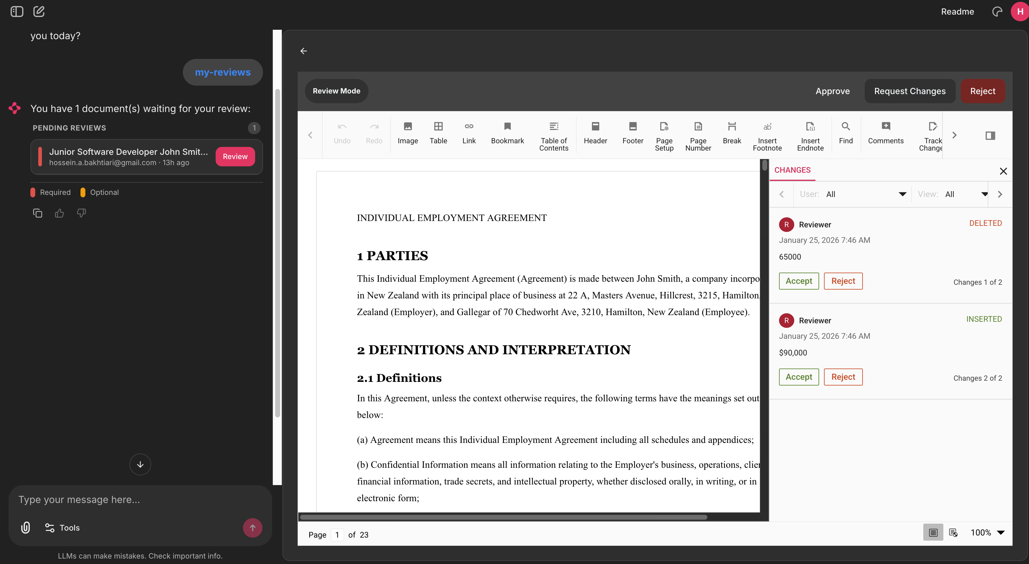 Review and approval workflow